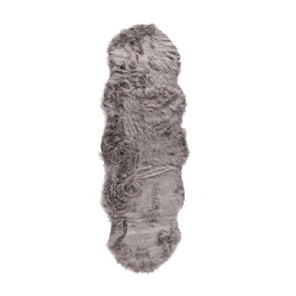 Luxe Home Decor Gordon Faux Sheepskin Double Rug1-PieceGrey2'x6'